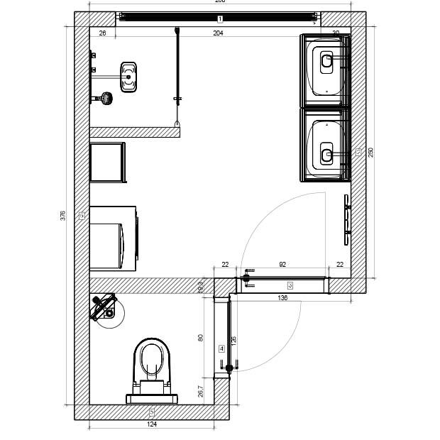 Bemaßung - Badezimmer-Planung